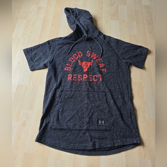 Under Armour Project Rock Blood Sweat Respect Short Sleeve Hoodie Size Large - Picture 2 of 10